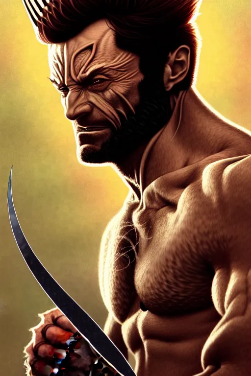 Image similar to a portrait of wolverine ( logan ), fantasy, sharp focus, intricate, elegant, digital painting, artstation, matte, highly detailed, concept art, illustration, ambient lighting, art by ilya kuvshinov, artgerm, alphonse mucha, and greg rutkowski