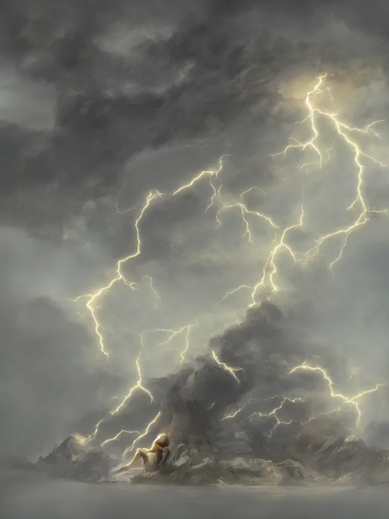 Image similar to human struck by lightning by disney concept artists, blunt borders, rule of thirds, golden ratio, godly light