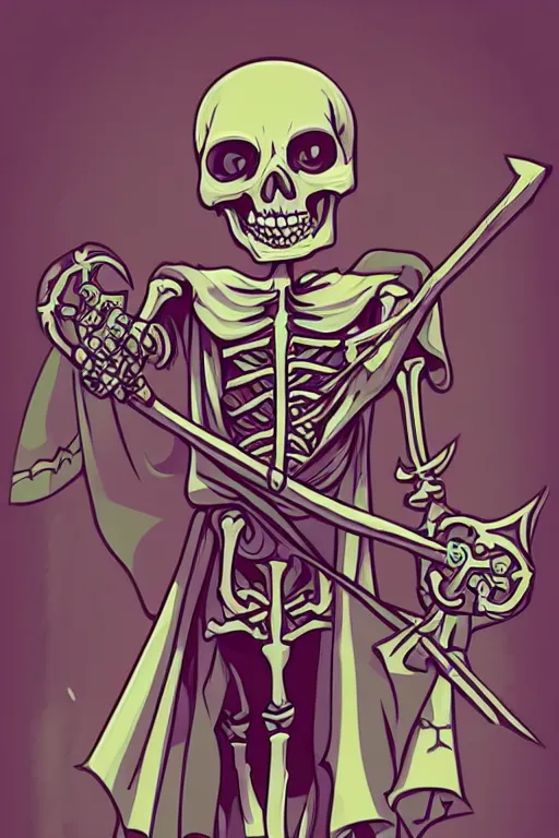 Image similar to Portrait of a evil skeleton that is a wizard casting a spell , wizard, medieval, sticker, colorful, casting epic spell, magic the gathering artwork, D&D, fantasy, artstation, heroic pose, illustration, highly detailed, simple, smooth and clean vector curves, no jagged lines, vector art, smooth