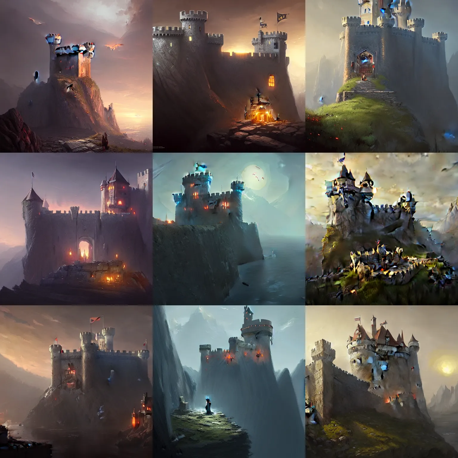 Image similar to Castle on the rock, Unreal Engine, Greg Rutkowski, ArtStation