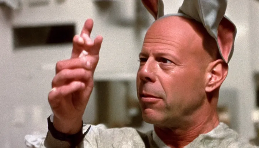 Image similar to bruce willis as the easter bunny