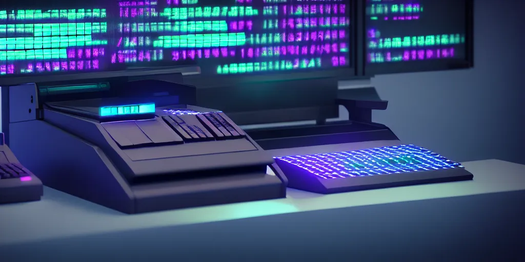 Image similar to cyberpunk cash register, octane render