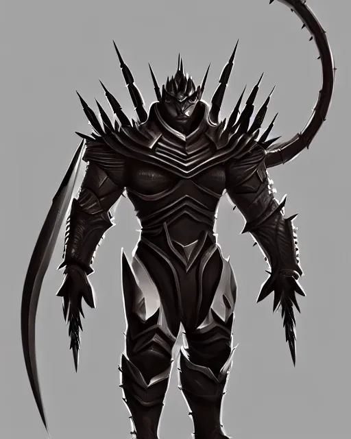 Prompt: concept art of a large futurstic warrior, covered in sharp spikes, very sleek and smooth design, aerodynamic, walking around a battle field, bombs going off in the distance, | | epic - fine - clean, polished, trending on artstation, brush strokes