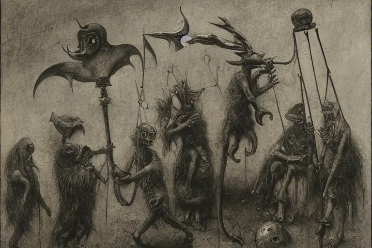 Prompt: plague doctors with rube goldberg machines in the fog by joel peter witkin, heironymus bosch, gustave dore, beksinski