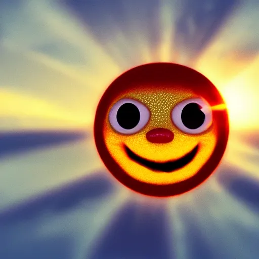 Image similar to a cute sun smiling with one tooth, 4k quality