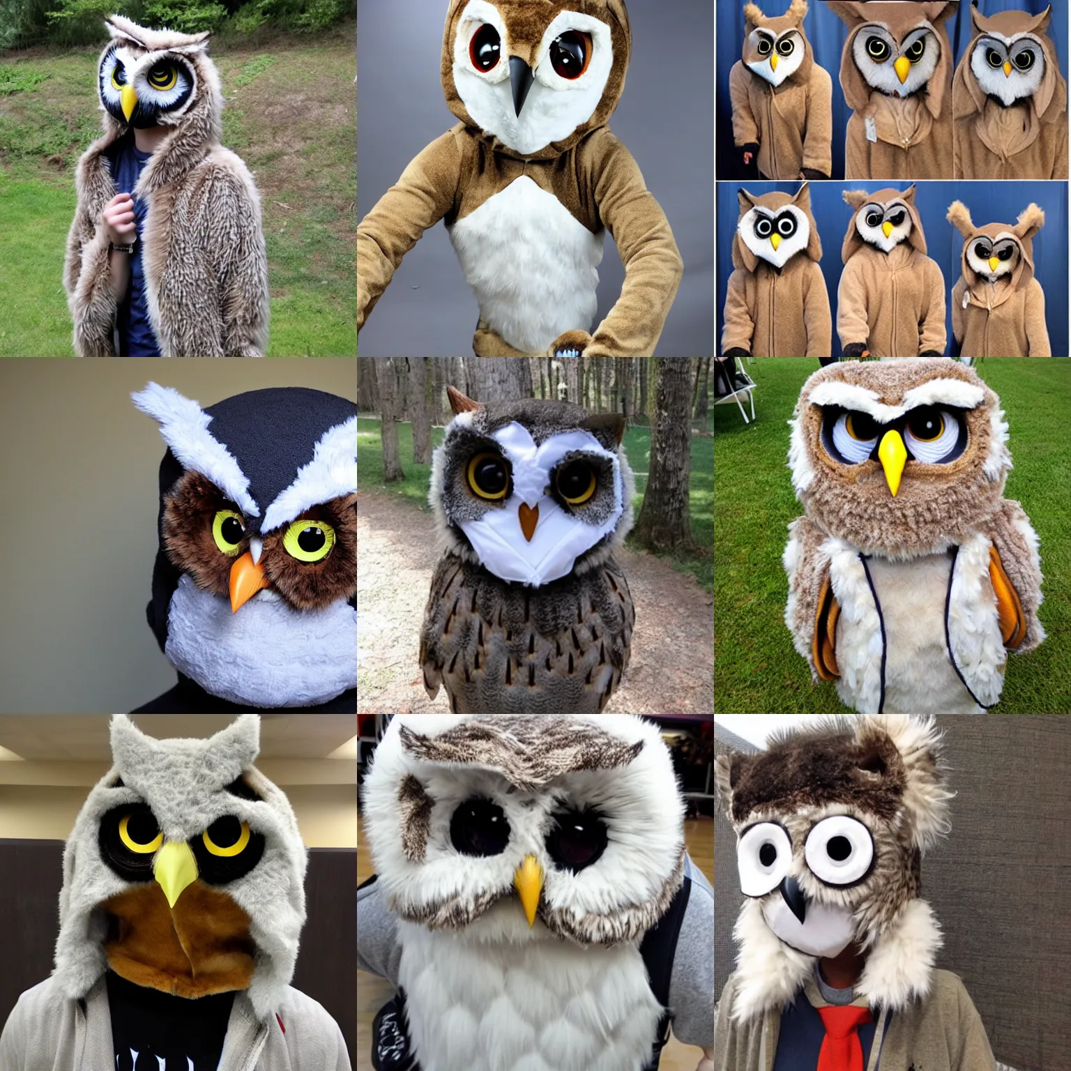 Prompt: Owl fursuit