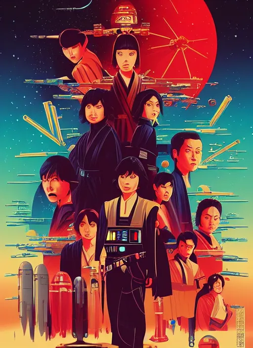 Image similar to a japanese movie poster for star wars, poster art by james gilleard, cgsociety, retrofuturism, movie poster, poster art, concert poster