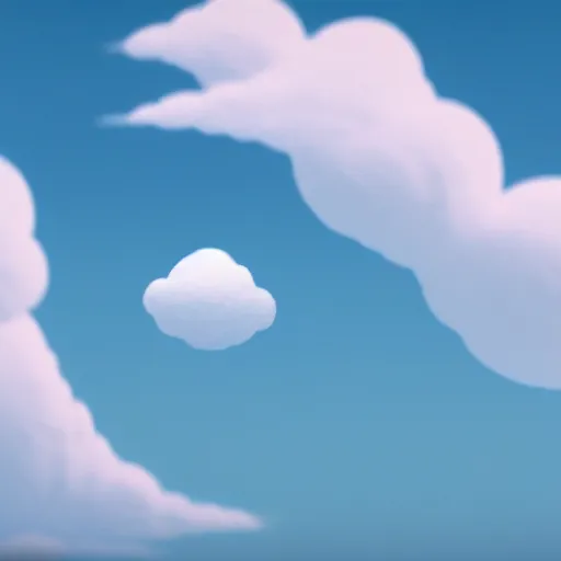Prompt: an ultra photorealistic and sharp film still of a round ball made of white clouds in the sky. wide shot, wes anderson, studio ghibli, pixar and disney animation, octane render, dramatic lighting, award winning photography