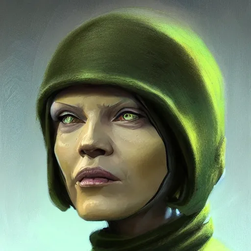 Prompt: portrait of a woman by greg rutkowski, female twi'lek, green skin, wool cap, star wars expanded universe, she is about 6 0 years old, wearing uniform of the galactic alliance navy, highly detailed portrait, digital painting, artstation, concept art, smooth, sharp foccus ilustration, artstation hq