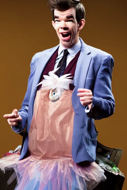 Image similar to john mulaney as the tooth fairy in smart car, ultra detailed fantasy, by andy park