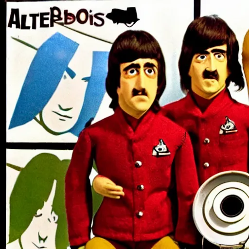 Image similar to stills from puppets movie by gerry anderson about the beatles, that band, vintage film, 1 9 6 0 s