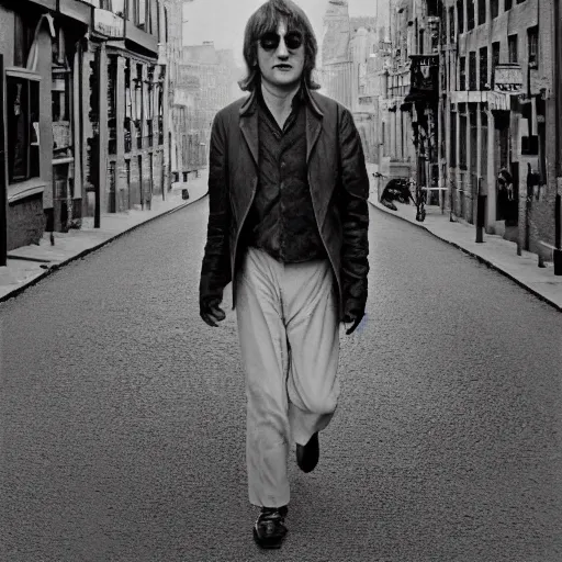 Image similar to john lennon walking down the street, hd, 4 k, high resolution, intricate detail, realistic