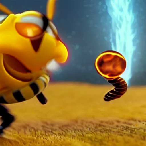 Image similar to barry b benson firebending, still from the bee movie