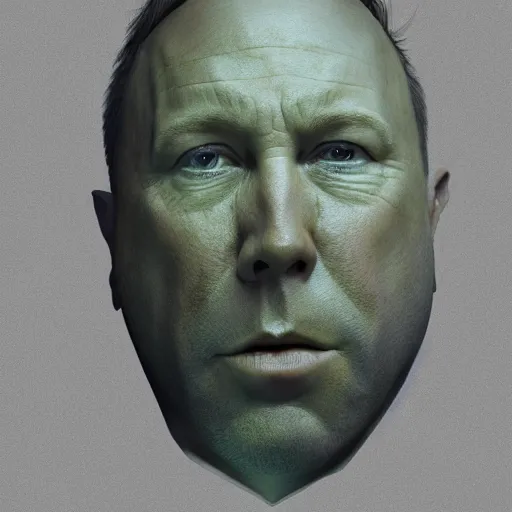 Image similar to hyperrealistic mixed media image of info wars alex jones with ( ( bullfrog mask ) ), stunning 3 d render inspired art by xiang duan and thomas eakes and greg rutkowski, perfect facial symmetry, hyper realistic texture, realistic, highly detailed attributes and atmosphere, dim volumetric cinematic lighting, 8 k octane detailed render, post - processing, masterpiece,