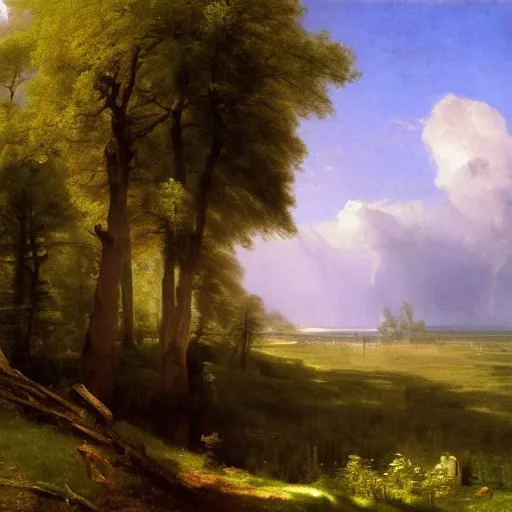 Prompt: Landscape, by Albert Bierstadt, Andreas Rocha, John Constable, Thomas Cole, 4k