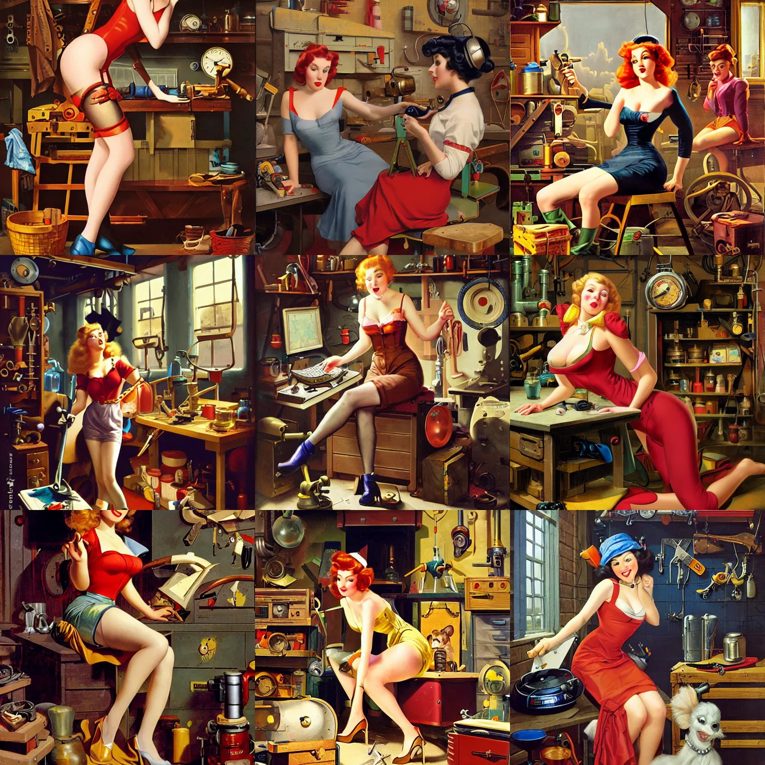 Prompt: gadget hackwrench in her workshop by gil elvgren