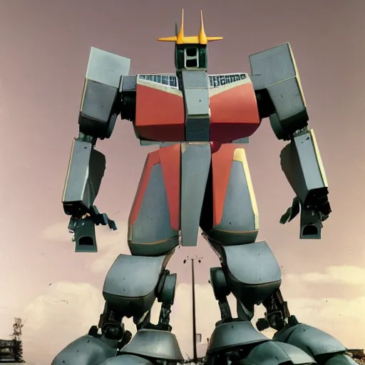 Prompt: a giant robot, not unlike a gundam, but with bologna for hands, ultrarealistic, kodak photo
