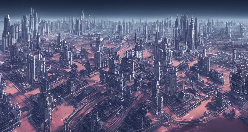 Image similar to view on futuristic city in the horizon, megabuildings, detailed, 4 k