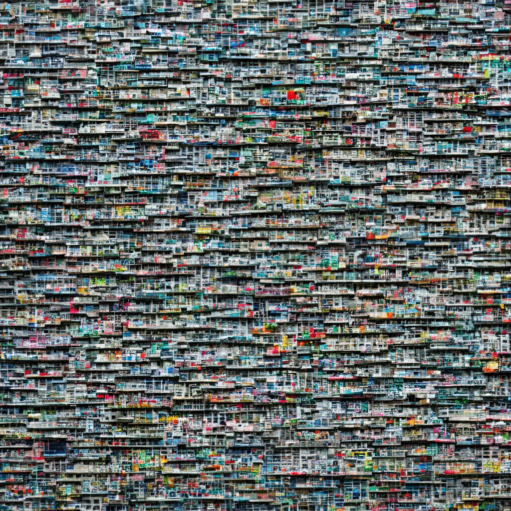 Image similar to a large building facade covered by lots of different makeshift doors, photographed by andreas gursky, sony a 7 r 3, f 1 1, fully frontal view, ultra detailed,