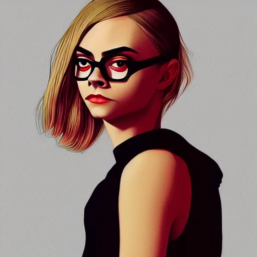 Prompt: portrait of cara delevingne by ilya kuvshinov