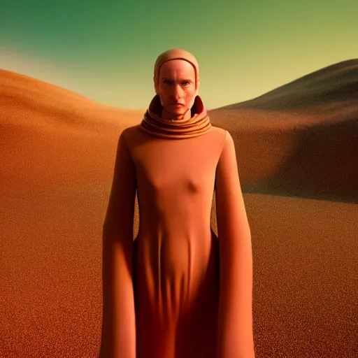 Image similar to colour aesthetic highly detailed photography portrait, characters with hyperrealistic highly detailed faces. from dune ( 2 0 2 1 ) by alejandro hodorovski and denis villeneuve and gregory crewdson style with many details by mike winkelmann and vincent di fate in sci - fi style. volumetric natural light hyperrealism photo on red dsmc 3 system