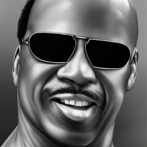 Image similar to stevie wonder with the physique of a body builder, hyper realistic, ultra detailed, cinematic, dynamic lighting, photorealistic, refined, intricate, digital art, digital painting, masterpiece, 8k