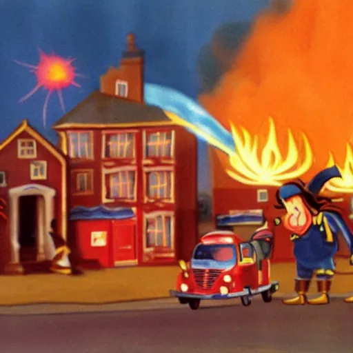 Image similar to noddy setting fire to houses