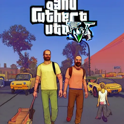 Prompt: Fall Guys in GTA 5, cover art by Stephen Bliss, boxart, loading screen