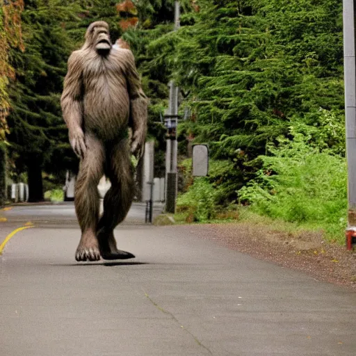 Image similar to bigfoot walking down the street in downtown Bremerton Washington