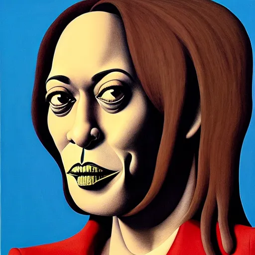 Image similar to portrait of kamala harris wearing pantsuit by otto dix, junji ito, hr ginger, jan svankmeyer, beksinski, claymation, hyperrealistic, aesthetic, masterpiece