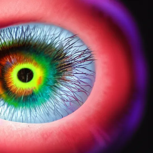 Image similar to eye with rainbow coloured cornea