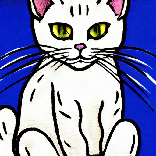 Image similar to white cat with black markings, todd mcfarlane art style,