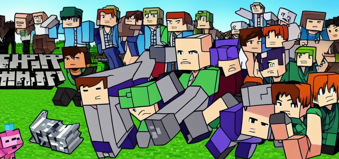 Image similar to Minecraft if it was an Anime