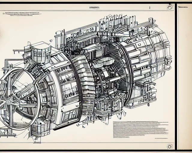 Image similar to a full page of a mechanical blueprint showing a cutaway design for a mechanized woman from howl's moving castle ( 2 0 0 4 ), with a big head, muted colors, post grunge, studio ghibli, hq,