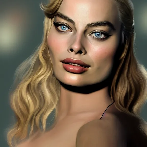 Image similar to Margot Robbie, goddess of love, ultra realistic, 8K resolution, detailed, Artstation, epic