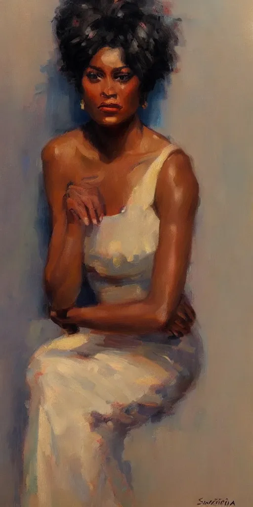 Image similar to impressionist portrait of a Black woman by Suchitra bhosle.