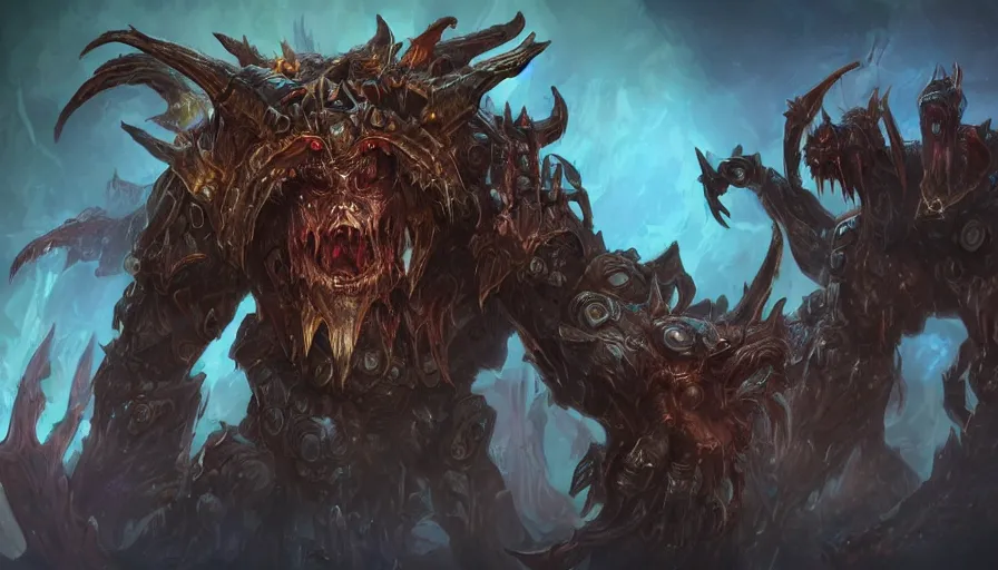 Prompt: the fourth race of starcraft 2, heavily inspired by demons and satans, character first look, highly detailed and beautiful concept art