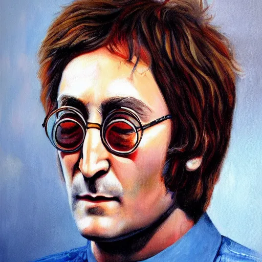 Image similar to A portrait of John Lennon, oil painting, majestic, detailed, high resolution