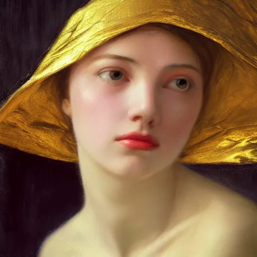 Image similar to a beautiful girl's face made of ivory and gold filigree, old photo by edward hopper, by Bosch, by klimt, art noveau, highly detailed, strong lights, liminal, eerie, Bright pastel colors, octane render, 8k,