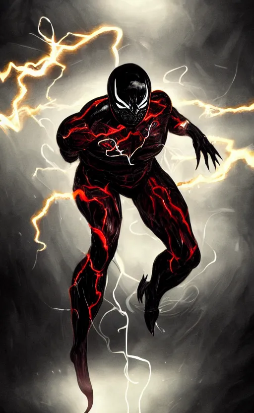 Image similar to full body portrait of venom as the flash, dynamic lighting, cinematic, ultra detailed, trending on art station, stunning visuals, creative, fantasy concept art