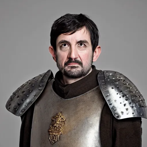 Prompt: richard iv the roman king photo, real human, soft studio lighting, 6 0 mm lens in full armor, cashmere hairs