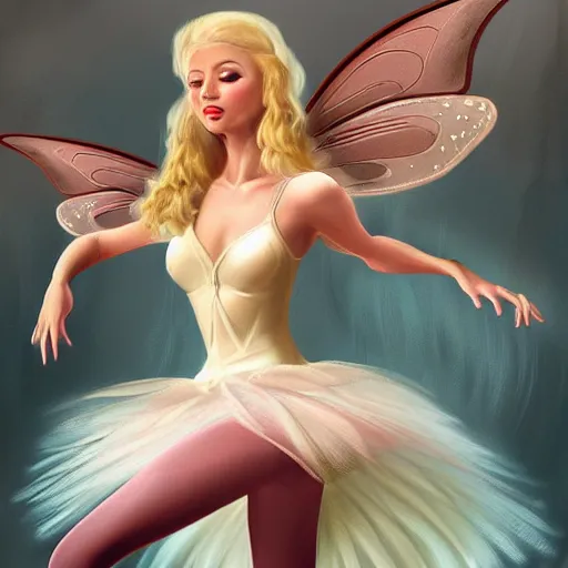 Prompt: blonde fairy ballerina, fantasy, highly detailed, digital painting, concept art, sharp focus