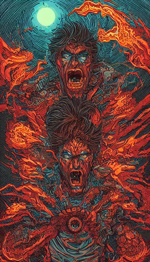 Image similar to rage, by dan mumford