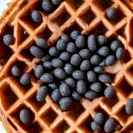 Image similar to a perfect waffle covered in ants, 8 k resolution photo