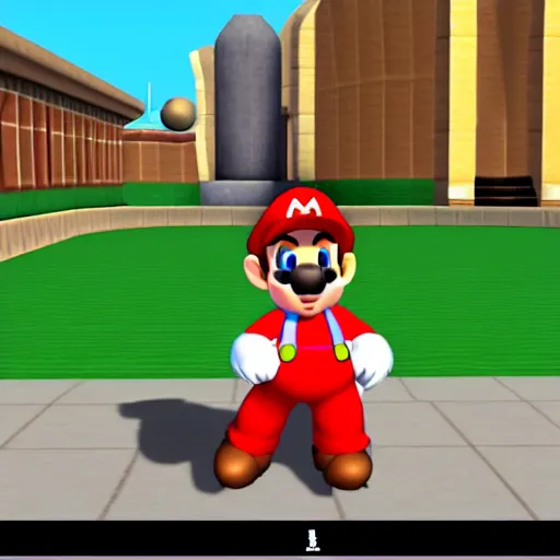 Prompt: winston churchhill in mario 6 4, game screenshot