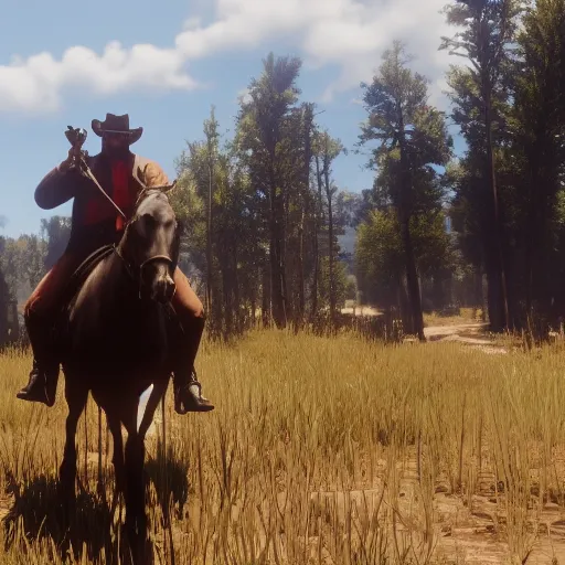 Image similar to Film still of El Risitas in Red Dead Redemption 2 (2018 video game)