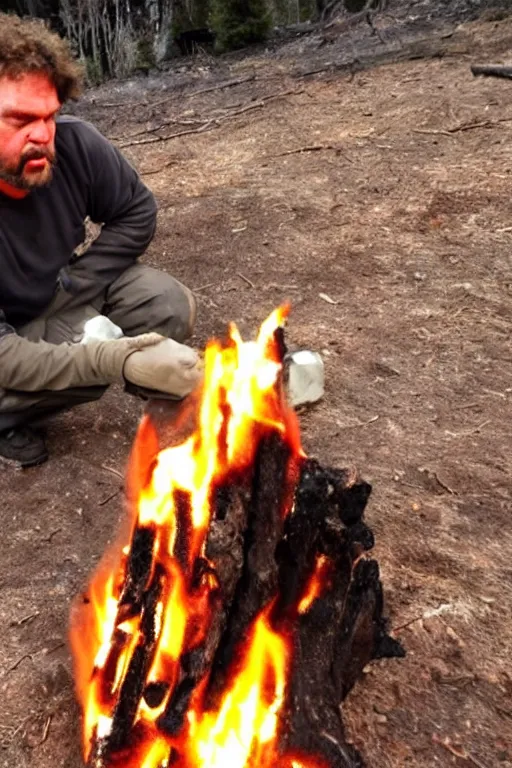 Image similar to caveman discovers fire for the first time