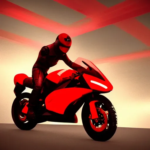 Image similar to a futuristic motorbike, red, high detail, cinematic light, cyberpunk