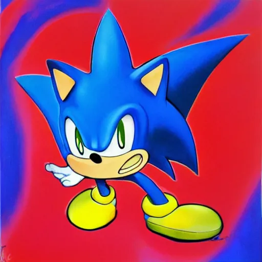 Image similar to sonic the hedgehog as imagined by peter max