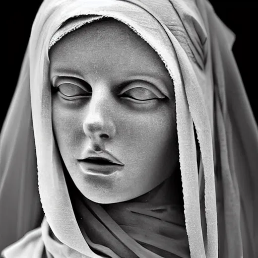 Prompt: The Veiled Woman, Statue by Giovanni Strazza, photograph, amazing detail, #wow